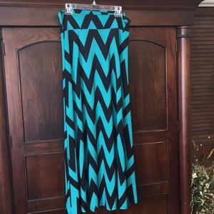 Teal/black chevron maxi skirt